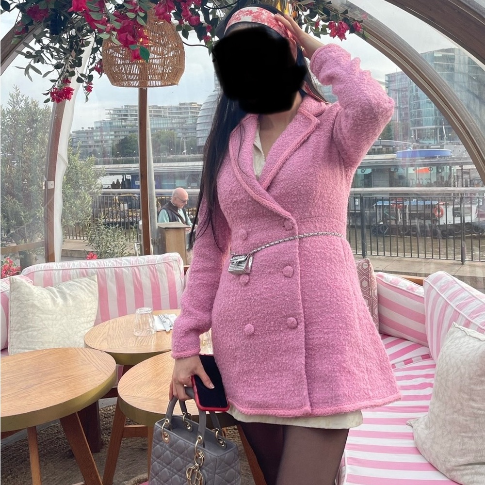 ROTATE BIRGER CHRISTENSEN pink tweed coat dress